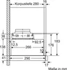 Technical drawing with dimensions of a kitchen appliance. Voir les images du produit