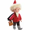A doll dressed as a character, possibly a gnome or wizard, holding a small bag. Produktbild-Vorschau