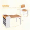 COSTWAY Kindertafel met 2 stoelen, 4 vakken, 6 opbergmanden Productafbeelding-voorbeeld 3