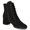 A black lace-up boot with a block heel is shown against a white background. Produktbild-Vorschau