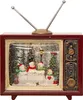 A decorative retro television with a winter scene inside, featuring snowmen and Christmas trees. Podgląd zdjęcia produktu