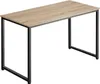 A simple desk with a light wood-grain surface and black metal legs. Náhled obrázku produktu