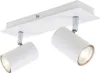 A white ceiling light fixture with two adjustable spotlights. Voir les images du produit