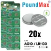 20x AG10 PoundMax Alkaline Knopfzelle/Uhren LR1130, LR54, Produktbild-Vorschau 1