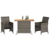 3-tlg. Bistro-Set mit Kissen Grau Poly Rattan Produktbild-Vorschau 3