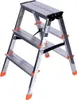 A silver Krause Leiternhocker Dopplo 3 Stufen step stool with orange accents against a white background. Produktbild-Vorschau