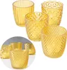 LS-LebenStil 4´er Set Glas Teelichthalter Retro Gelb 7cm Produktbild-Vorschau 1