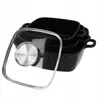 A stack of square black pots with a speckled pattern and a glass lid with a silver handle. Produktbild-Vorschau