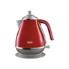 A red electric kettle on a gray base against a white background. Produktbild-Vorschau