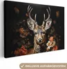 MuchoWow® - Leinwandbilder - Hirsch - Tier - Blumen - Natur Produktbild-Vorschau 1