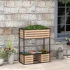 Outsunny Hochbeet aus Holz, 2-Stufiger Blumenkasten mit Produktbild-Vorschau 2