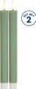 Two green LED candles with white bases and illuminated tops, next to a circular graphic indicating a set of two. Produktbild-Vorschau