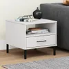 Stolik Nocny Oslo, Metalowe Nóżki, Biały, Lite Drewno Podgląd zdjęcia produktu 2