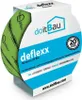 A roll of green tape is displayed on a white cardboard stand, with branding and product information printed on the stand. Produktbild-Vorschau