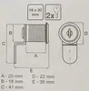 Diagram showing the dimensions and specifications of a mailbox lock cylinder. Náhled obrázku produktu