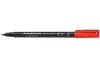 A red Staedtler Lumocolor permanent marker is shown horizontally against a white background. Produktbild-Vorschau