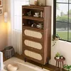 Commode haute aspect noyer avec rotin, 5 abattants, 80 x Voir les images du produit 13