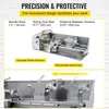 A marketing image showcasing a metal lathe with feature callouts and specifications. Anteprima dell’immagine prodotto