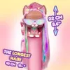 A styling head toy with long, colorful hair, wearing sunglasses and a flower crown. Podgląd zdjęcia produktu
