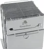A close-up view of a stainless steel camping grill. Podgląd zdjęcia produktu