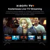 A television screen displaying a streaming service interface with movie posters and channel logos. Produktbild-Vorschau