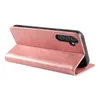 A pink flip cover case for a Samsung Galaxy S24 FE phone is shown from a side angle, standing upright. Produktbild-Vorschau