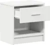 A white bedside table with one drawer partially open, shown against a white background. Náhľad obrázku produktu