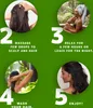 An instructional graphic showing 5 steps for hair therapy, with images of people and text instructions. Produktbild-Vorschau