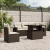 6-tlg. Garten-Sofagarnitur mit Kissen Braun Poly Rattan Produktbild-Vorschau 2