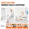 Collage of images showing a shower chair in use in a bathroom setting, and smaller images illustrating target users. Podgląd zdjęcia produktu