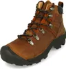 A single brown leather hiking boot is shown against a white background. Produktbild-Vorschau