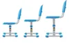 Three adjustable children's chairs shown from the side against a white background. Produktbild-Vorschau