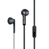 A pair of black wired in-ear headphones with a microphone. Produktbild-Vorschau