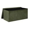 A green velvet storage ottoman with its lid partially open, shown against a white background. Podgląd zdjęcia produktu