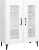 A white sideboard with two glass doors and black handles, shown in a studio setting. Anteprima dell’immagine prodotto