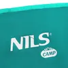 A close-up of a teal fabric with white text and a logo. Náhľad obrázku produktu