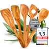 Edelstahl 5-teilige Küchenlöffelset H 30/32 cm Olivholz Produktbild-Vorschau 2