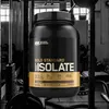A black tub of Optimum Nutrition Gold Standard 100% Isolate protein powder is shown in a gym setting. Produktbild-Vorschau