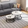 ProximaX 2er Set Couchtische Rund, Marmoroptik Couchtisch Produktbild-Vorschau 1