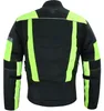 Textile Motorrad-Shortjacke in Grün, Rückansicht. Ausgestattet mit Protektoren an Armen, Schultern und Rücken. Ärmel mit Klettverschluss für einfache Nutzung mit Handschuhen. Per Reißverschluss mit Hose kombinierbar für vollständige Motorradausrüstung. Produktbild-Vorschau