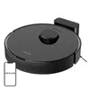 A black robot vacuum cleaner with its charging dock is shown on a white background. A smartphone with the Dreame logo is displayed to the left of the vacuum. Náhled obrázku produktu