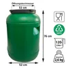 plasteo Weithalsfass 120 L Deckelfass lebensmittelecht – Produktbild-Vorschau 3