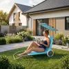 Sonnenliege mit Rädern mit Dach Klappliege Verstellbare Produktbild-Vorschau 4