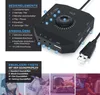 A product shot of a CSL external USB sound card with various connection ports and controls, accompanied by informational text and lifestyle images of people using audio devices. Produktbild-Vorschau