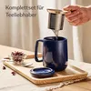 Teetasse mit Sieb und Deckel - Keramik Dunkelblau - Hält Produktbild-Vorschau 2