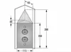 A technical drawing with dimensions of an electrical outlet. Voir les images du produit