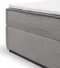 A close-up view of the side of a boxspring bed with a mattress topper. Produktbild-Vorschau