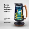 An infographic-style image of a kettle with internal workings highlighted. Voir les images du produit