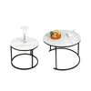 Couchtisch Rund aus Holz,Satztisch 2er Set,Imitation Marble Produktbild-Vorschau 4