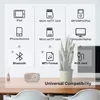 A diagram illustrating the universal compatibility of a retro radio speaker, showing connections to various devices and media types. Produktbild-Vorschau